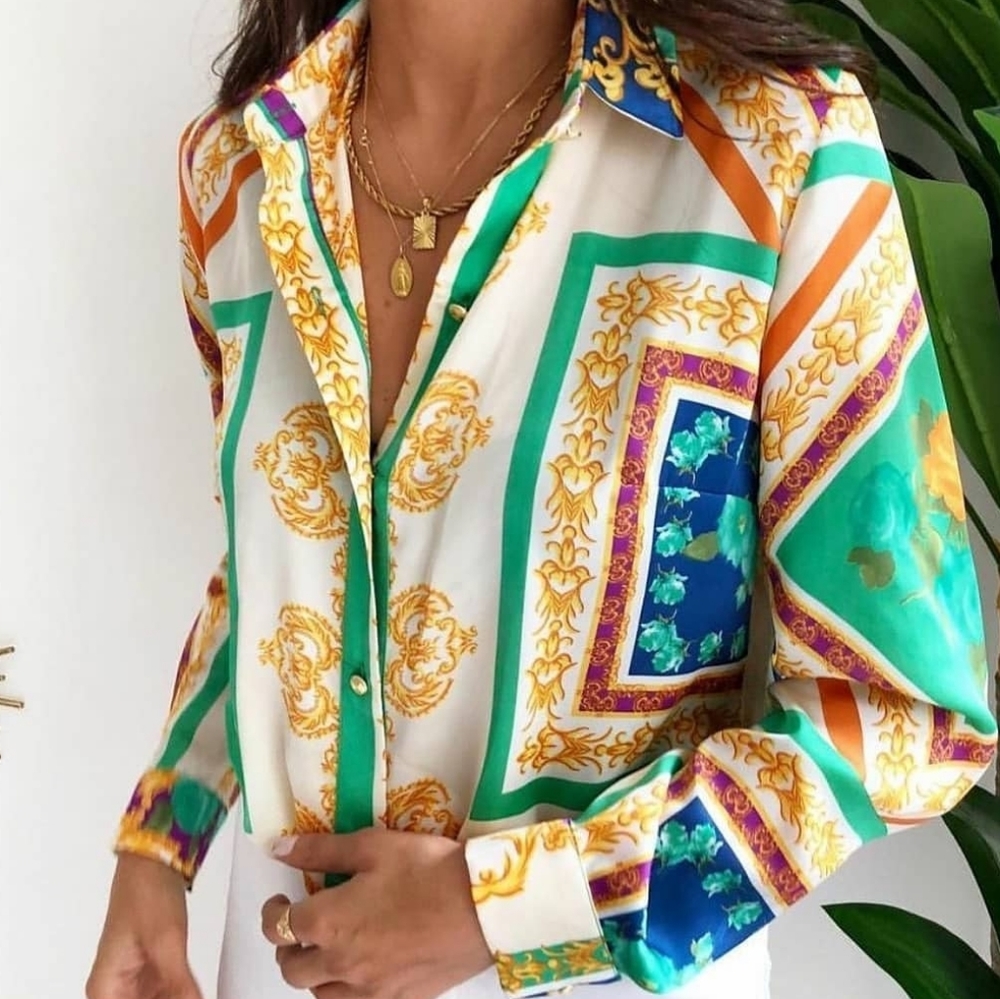 ☘NWOT POPULAR MULTI-PRINT BLOUSE/TOP-SIZES S,M,L☘